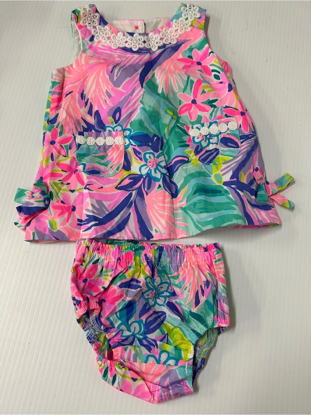 Lilly Pulitzer Infant Shift Dress Bloomers 3-6 Months It Was All A Dream Floral